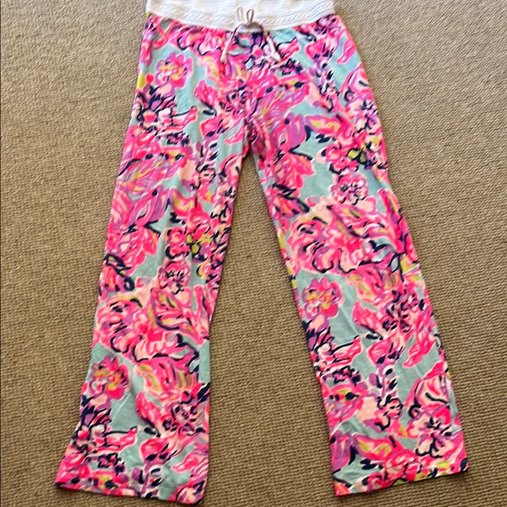 Lilly Pulitzer Kids Floral Pants - Pink and Blue
